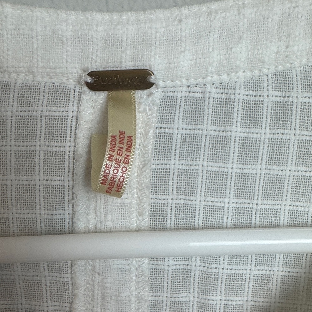 Free People White Boho Mini Dress with Ties & Pockets - L - Picture 6 of 11